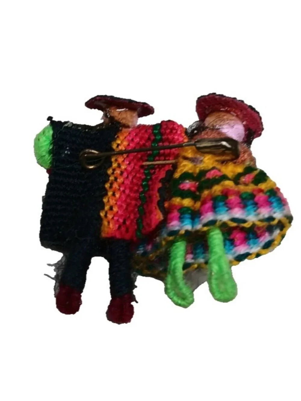 Peruvian Worry Dolls Pin Brooch tradional dress Dancing dolls Andean Folk Art